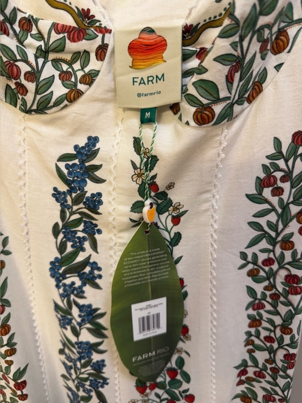 Farm Rio Fruit Beauty Off-White Cream Maxi Dress - Size M Medium (Berries) - NEW - Picture 8 of 10